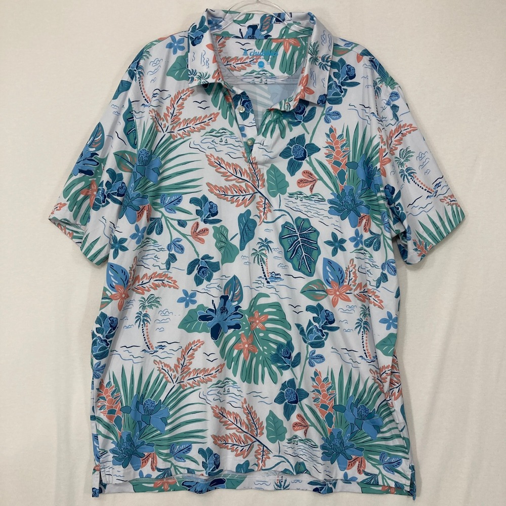 Chubbies The Weekend Has Arrived Polo Shirt Mens Size XXL Floral Stretch Golf